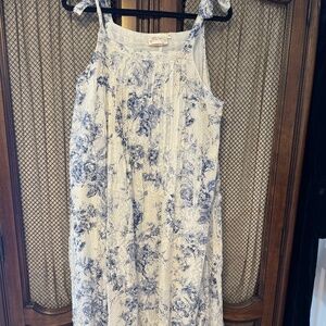 Paper Lace Dress White Blue Floral Boho Cotton Ruffles Lace Crochet Patches M